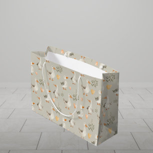 Cute Watercolor Geese Large Gift Bag