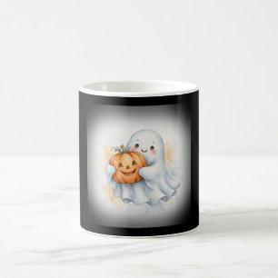 Cute Watercolor Ghost Pumpkin Halloween Mug