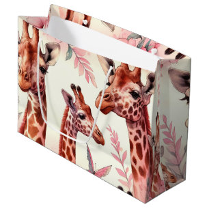Cute Watercolor Giraffe  Large Gift Bag