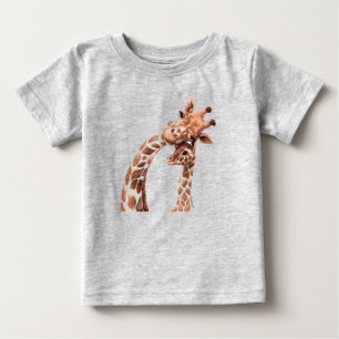 Cute Watercolor Giraffe Mom or Dad & calf Baby  T-Shirt