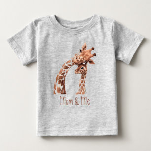 Cute Watercolor Giraffe Mum & Me Baby  T-Shirt