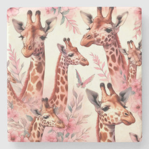 Cute Watercolor Giraffe  Stone Coaster