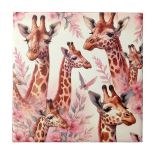 Cute Watercolor Giraffe  Tile