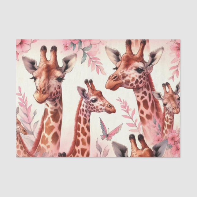 Cute Watercolor Giraffe  Tissue Paper (Front)