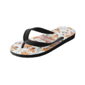 Cute Watercolor Girl Fox, Bee & Floral Pattern  Kid's Jandals (Angled)