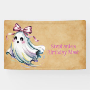 Cute Watercolor Girl Ghost Birthday Mash Banner