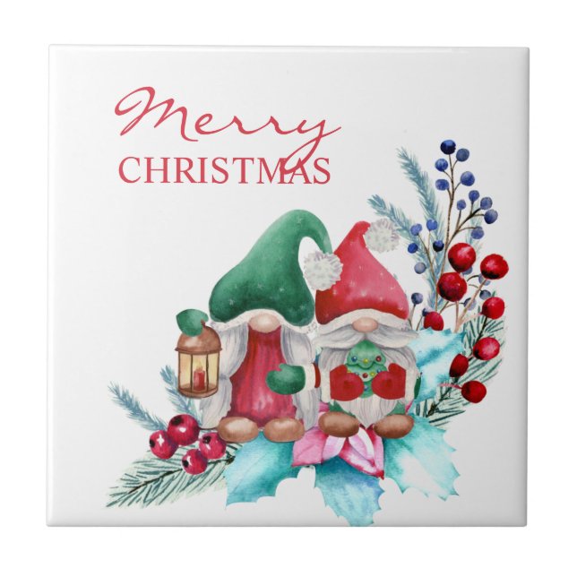 Cute Watercolor Gnomes  Tile (Front)