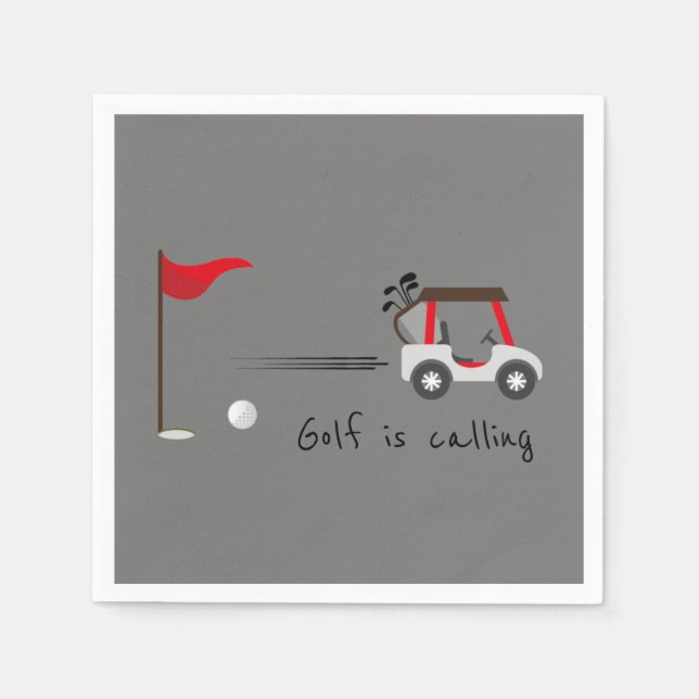 Cute Watercolor Golf Fun Golf is Calling Quote Napkin (Front)