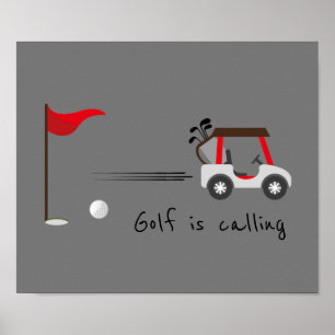 Cute Watercolor Golf Fun Golf is Calling Quote Poster