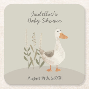 Cute Watercolor Goose Baby Paper Coaster