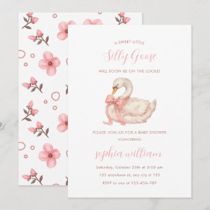 Cute Watercolor Goose Baby Shower  Invitation