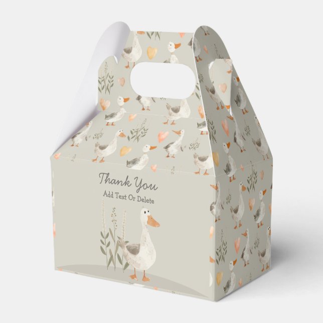Cute Watercolor Goose  - Customisable Favour Box (Front Side)