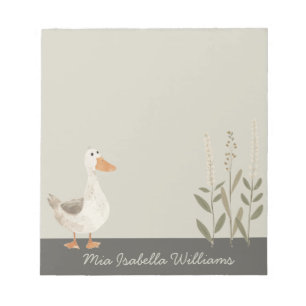 Cute Watercolor Goose Customisable Notepad