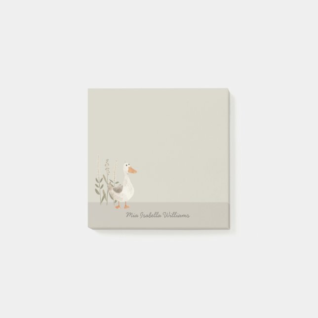 Cute Watercolor Goose Customisable  Post-it Notes (Front)