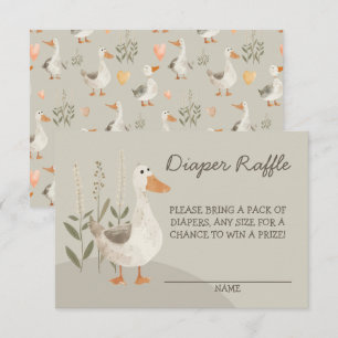 Cute Watercolor Goose Diaper Raffle Enclosure Card