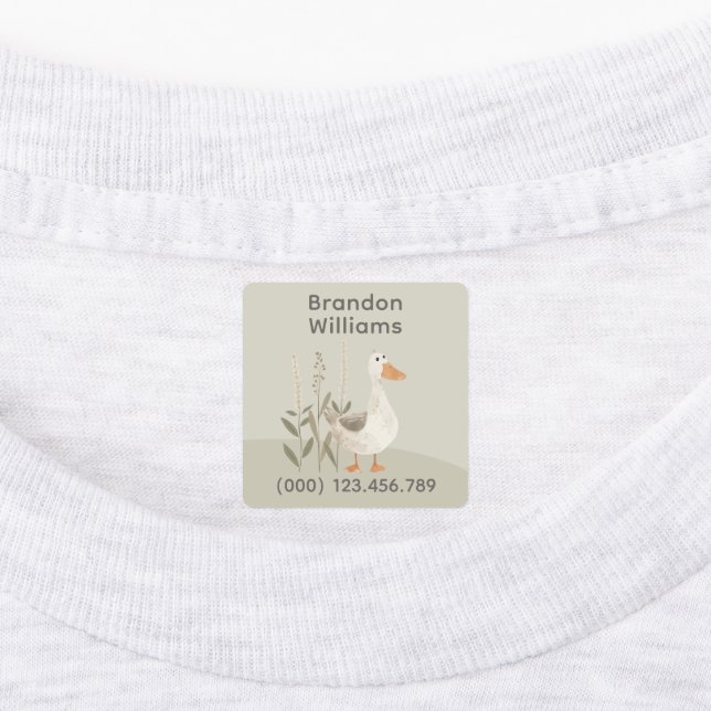 Cute Watercolor Goose Kids Labels (Affixed)