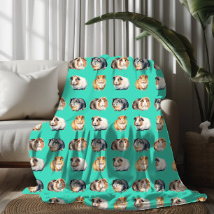Cute Watercolor Guinea Pig Fleece Blanket