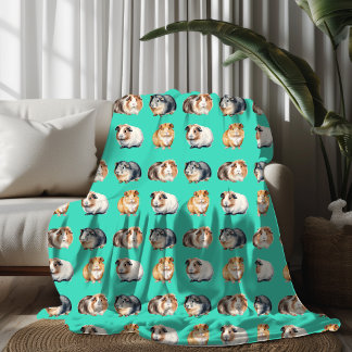 Cute Watercolor Guinea Pig Fleece Blanket