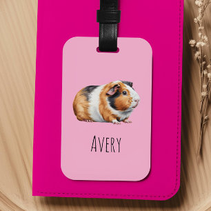 Cute Watercolor Guinea Pig Kids Luggage Tag