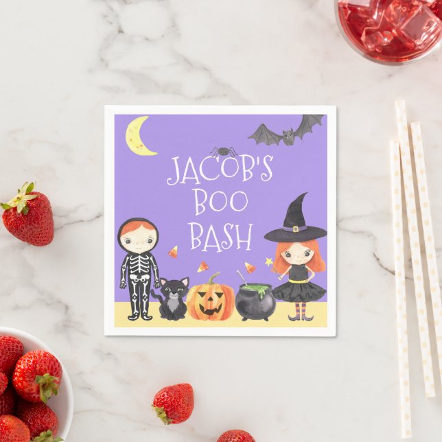 Cute Watercolor Halloween Costume Kids Napkin (Insitu)