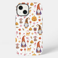 Cute Watercolor Halloween Gnomes, Pumpkins and Cat