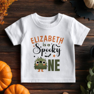 Cute Watercolor Halloween Monster Spooky One Name Baby T-Shirt