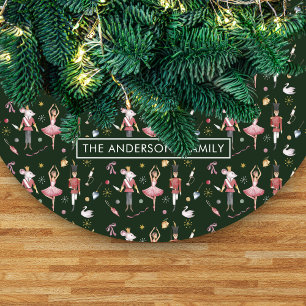 Cute Watercolor Hand Drawn Nutcracker Illustration Fleece Tree Skirt