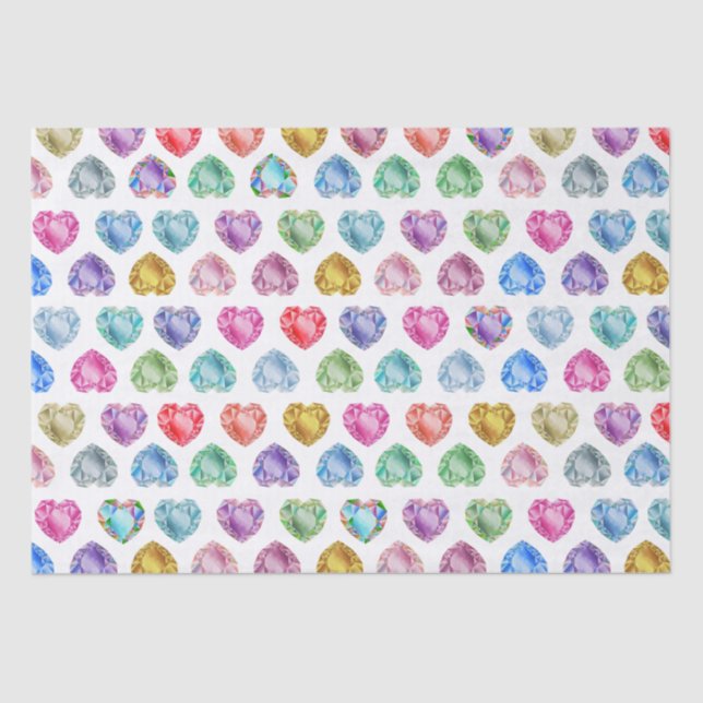  Cute Watercolor Heart Gemstone Colourful Fun Girl Tissue Paper (Front)