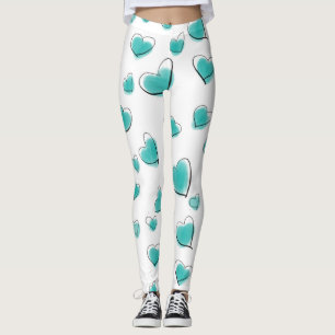 Cute Watercolor Heart Pattern Leggings