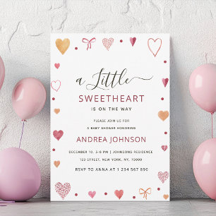 Cute Watercolor Hearts Valentine's Day Baby Shower Save The Date