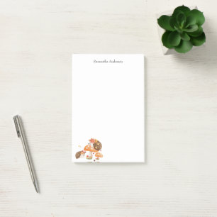Cute Watercolor Hedgehog Personalised  Post-it Notes