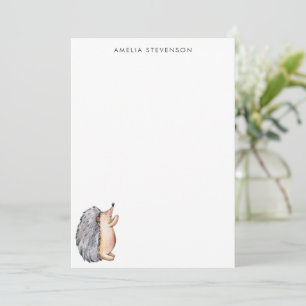 Cute Watercolor Hedgehog Personalised Stationery Card