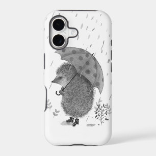 Cute Watercolor Hedgehog Rainy Day Whimsical