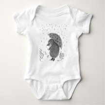 Cute Watercolor Hedgehog Rainy Day Whimsical   