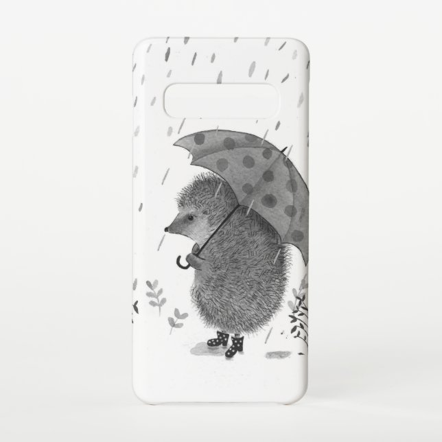 Cute Watercolor Hedgehog Rainy Day Whimsical   Samsung Galaxy Case (Back)