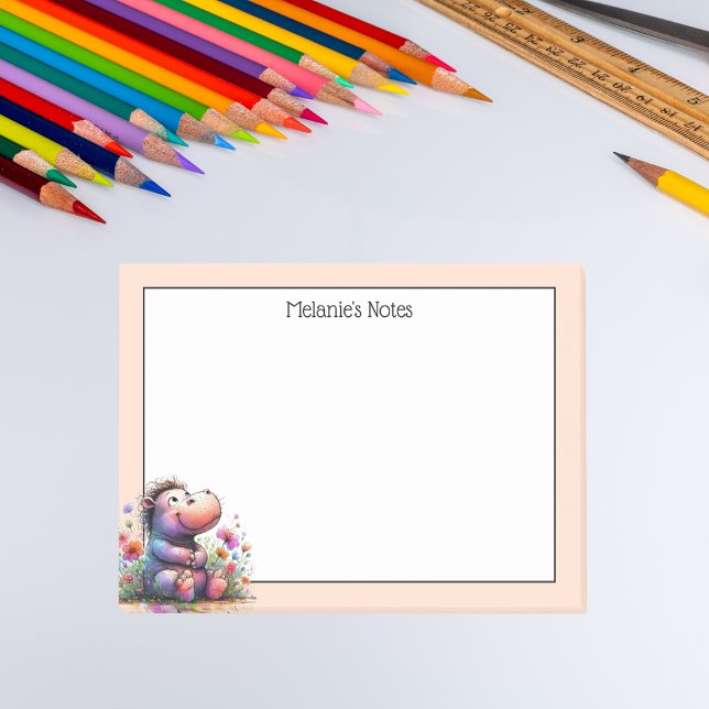 Cute Watercolor Hippo Post-it Notes (Creator Uploaded)