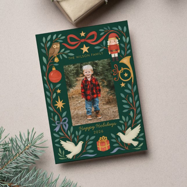 Cute Watercolor Holiday Photo Card | (Creator Uploaded)