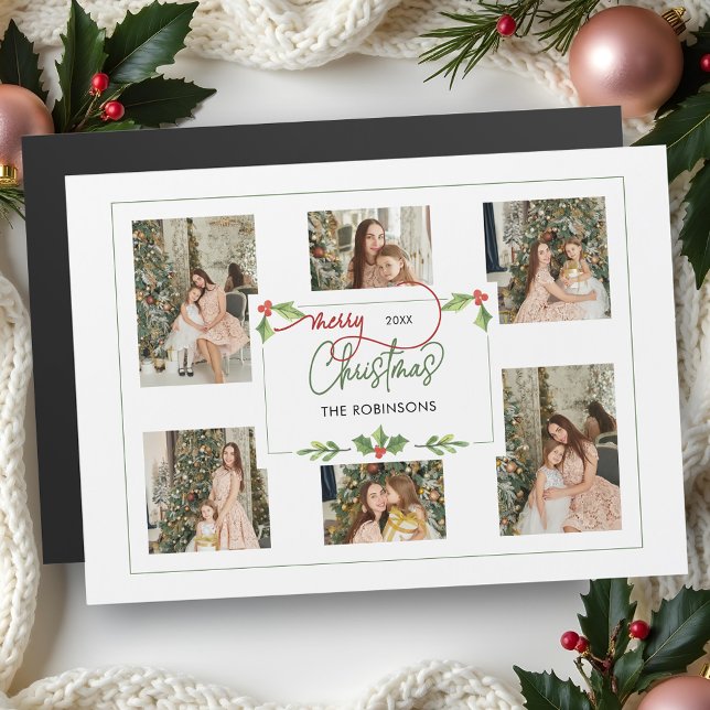 Cute Watercolor Holly Merry Christmas Multi Photo (Creator Uploaded)
