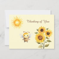 Cute Watercolor Honey Bee and Sunflower