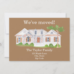 Cute Watercolor House We've Moved New Home Announc Announcement