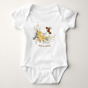 Cute Watercolor Hummingbird Fun Quote Birder Baby Bodysuit