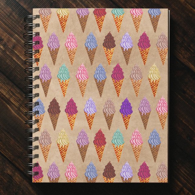     Cute Watercolor Ice Cream Pattern Funny Summer Notebook (Creator Uploaded)