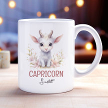 Cute Watercolor Illustration Capricorn Zodiac Name