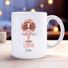 Cute Watercolor Illustration of Libra Zodiac Name