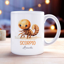 Cute Watercolor Illustration Scorpio Zodiac Name