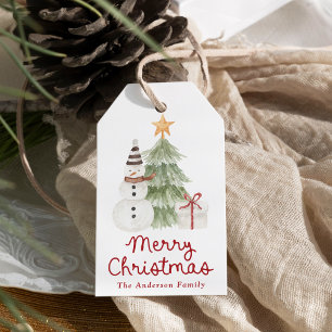 Cute Watercolor Illustrations Merry Christmas Gift Tags