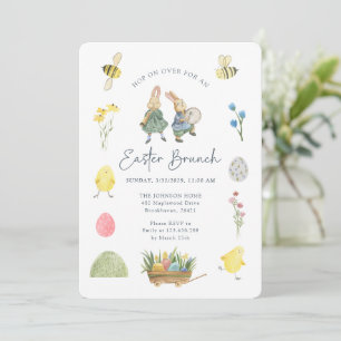 Cute Watercolor, Ilustrative Easter Brunch  Invitation