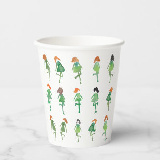 Cute Watercolor Irish Dance Hand-Illustrated Paper Cups