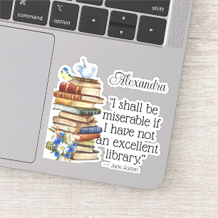 Cute Watercolor Jane Austen Book Lover Quote Bird