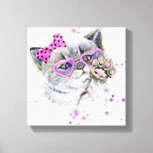 Cute Watercolor Kitten Canvas Print